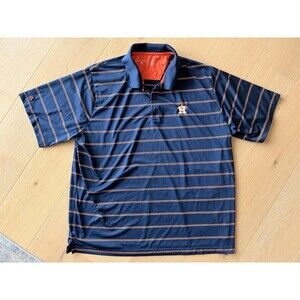 Houston Astros Shirt Mens 2XL Blue MLB Baseball Antigua Stripe Golf Polo